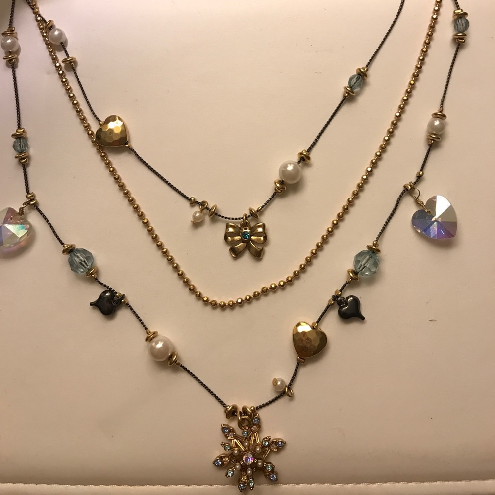 Betsey Johnson Snowflake 3 Tier Necklace